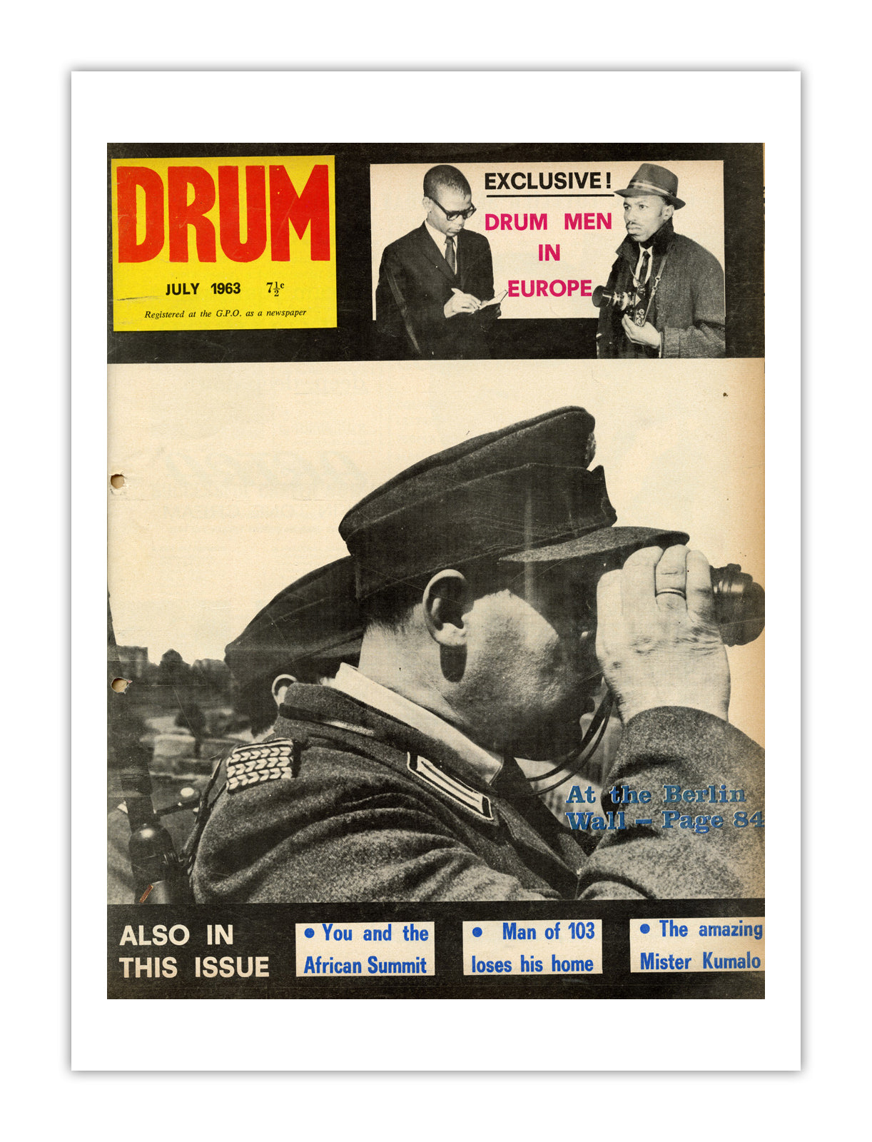 South Africa Drum Magazine cover, July 1963 – archival poster print