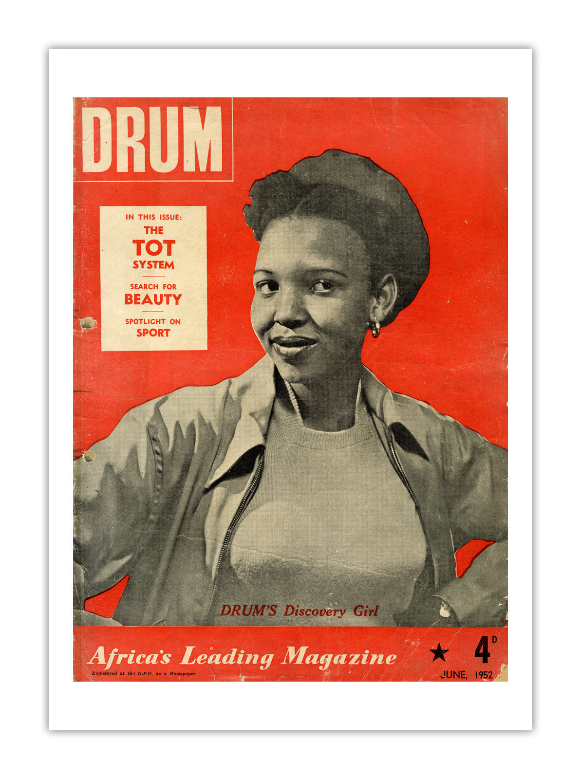 South Africa Drum Magazine cover, June 1952 – archival poster print