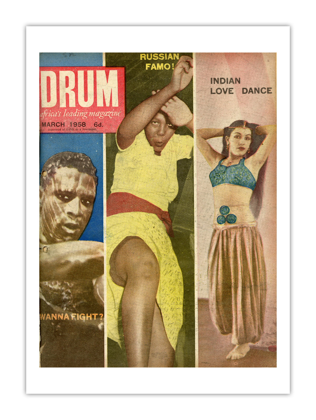 South Africa Drum Magazine cover, March 1958 – archival poster print
