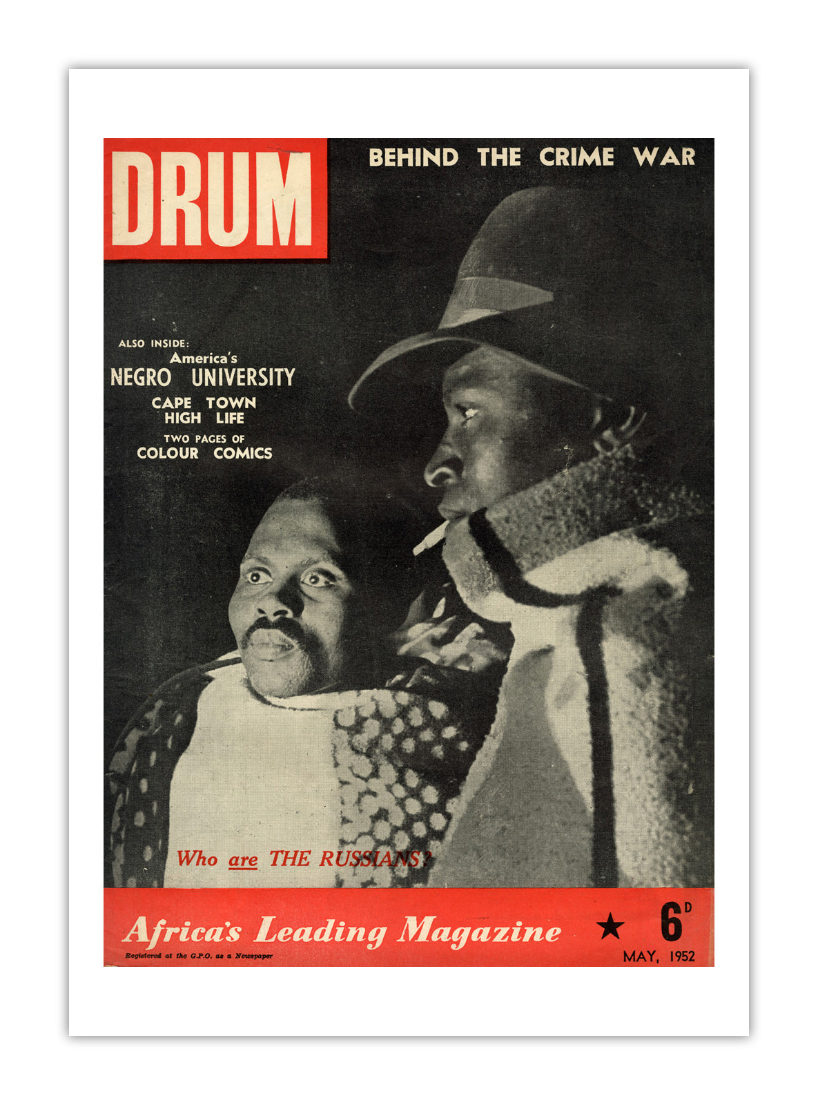 South Africa Drum Magazine cover, May 1952 – archival poster print