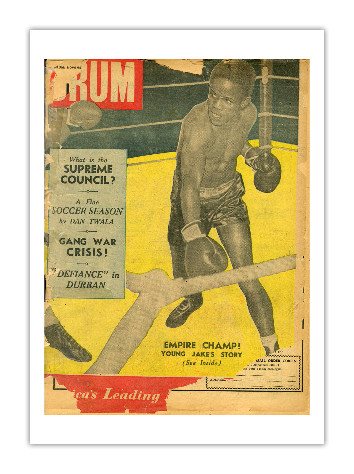 South Africa Drum Magazine cover, November 1952 – archival poster print