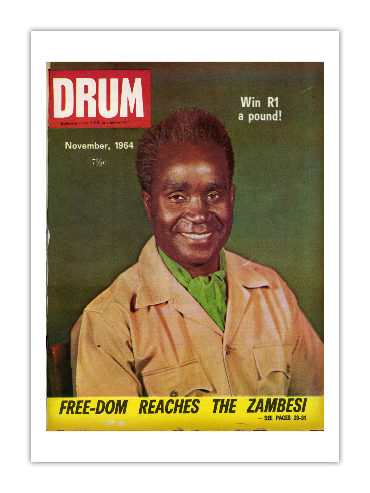 South Africa Drum Magazine cover, November 1964 – archival poster print