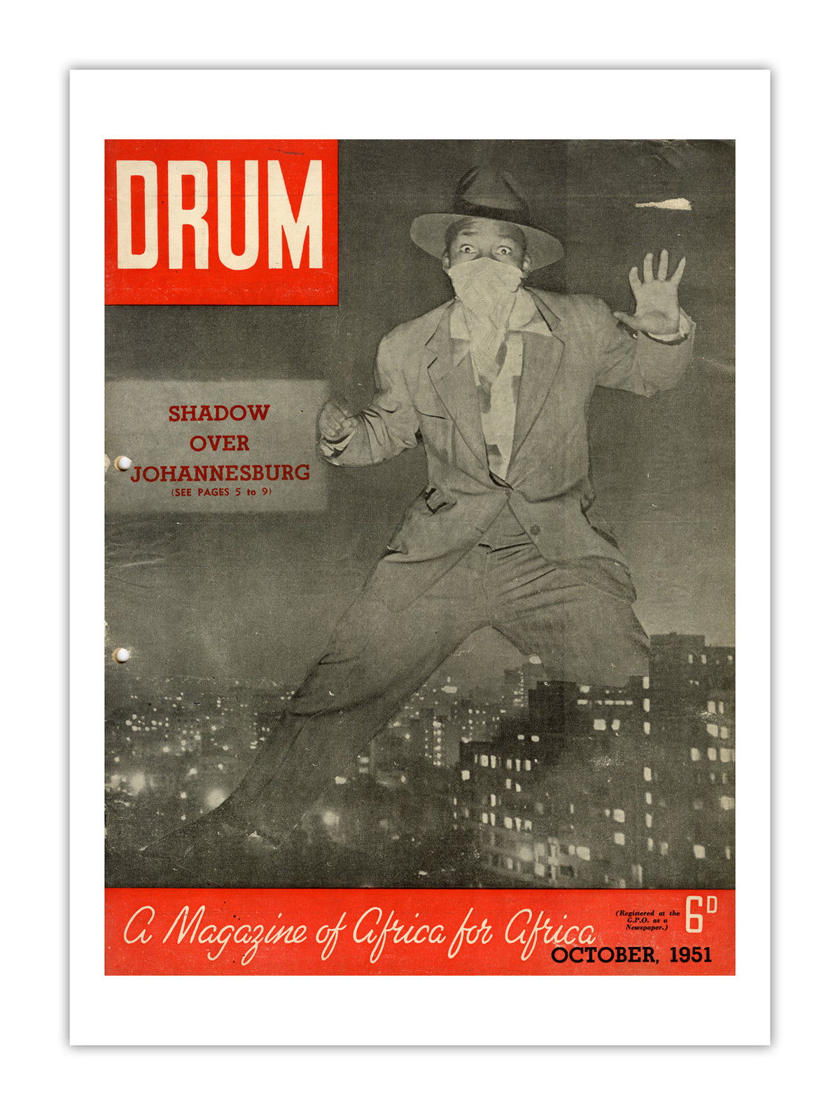 South Africa Drum Magazine cover, October 1951 – archival poster print