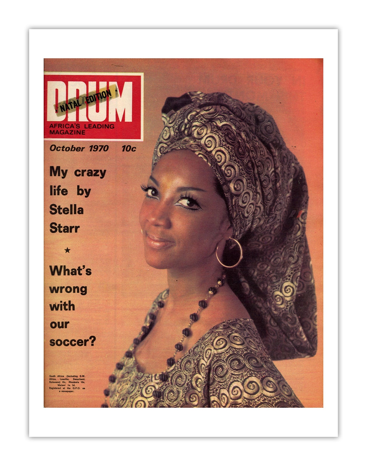 South Africa Drum Magazine cover, October 1970 – archival poster print