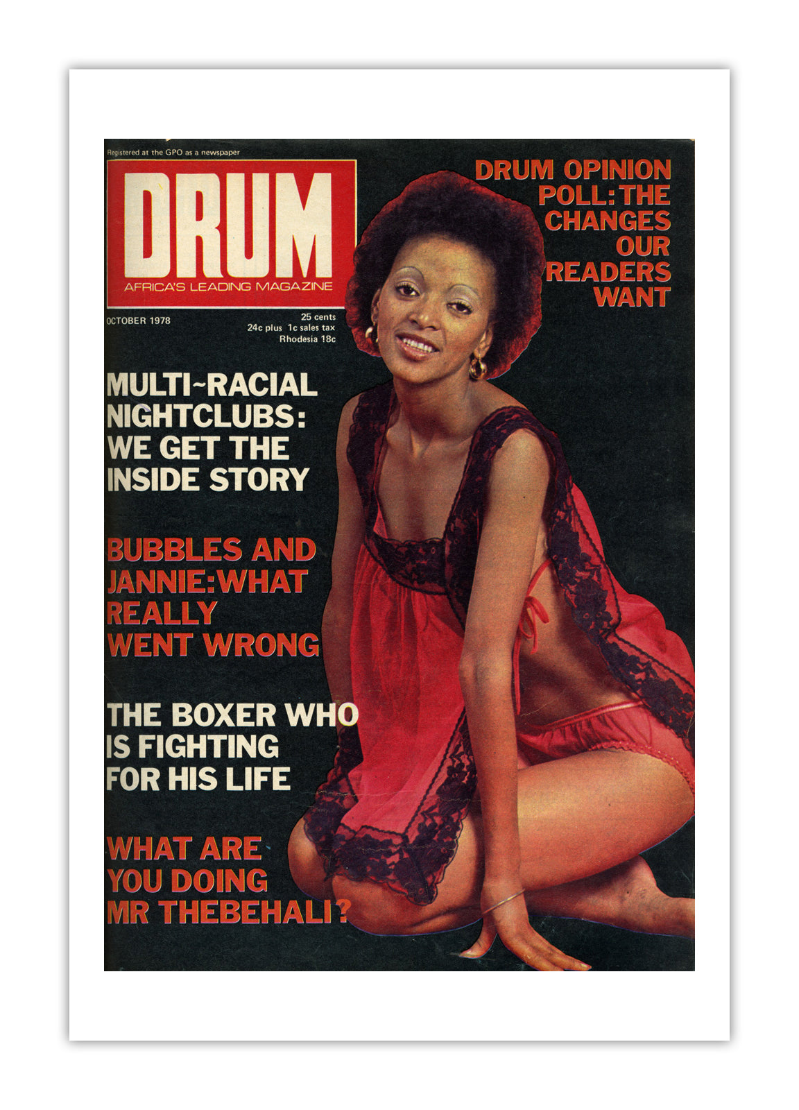 South Africa Drum Magazine cover, October 1978 – archival poster print
