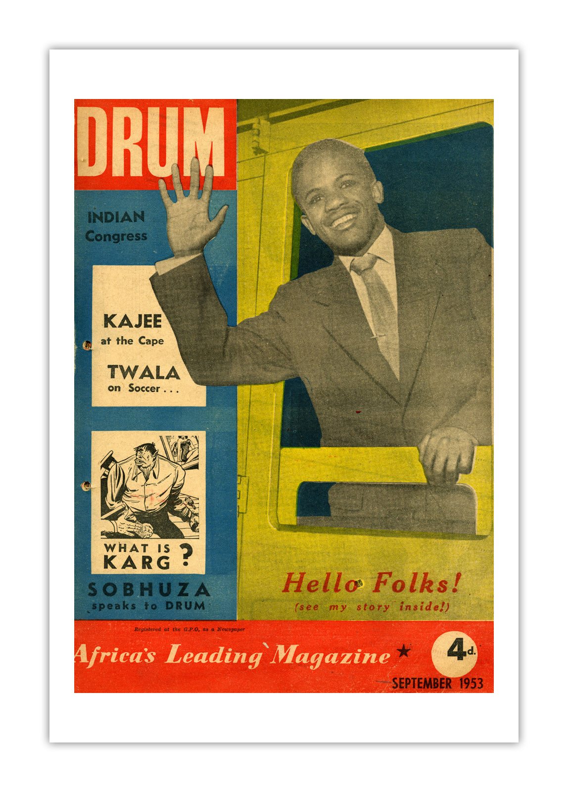 South Africa Drum Magazine cover, September 1953 – archival poster print