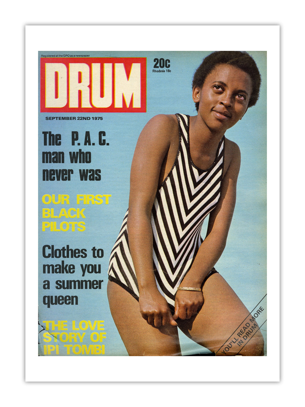 South Africa Drum Magazine cover, September 1975 – archival poster print