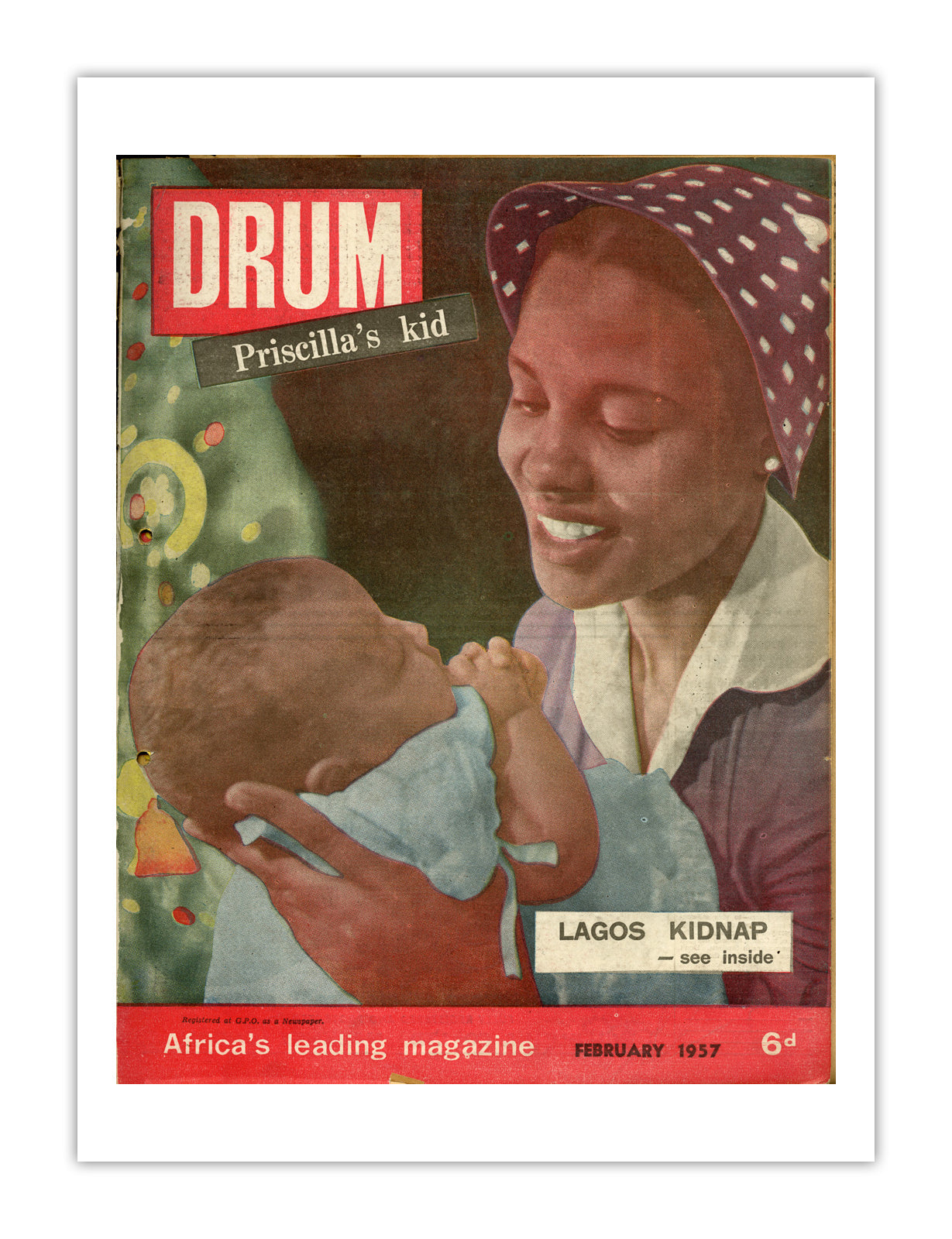 West Africa Drum Magazine cover, February 1957 – archival poster print