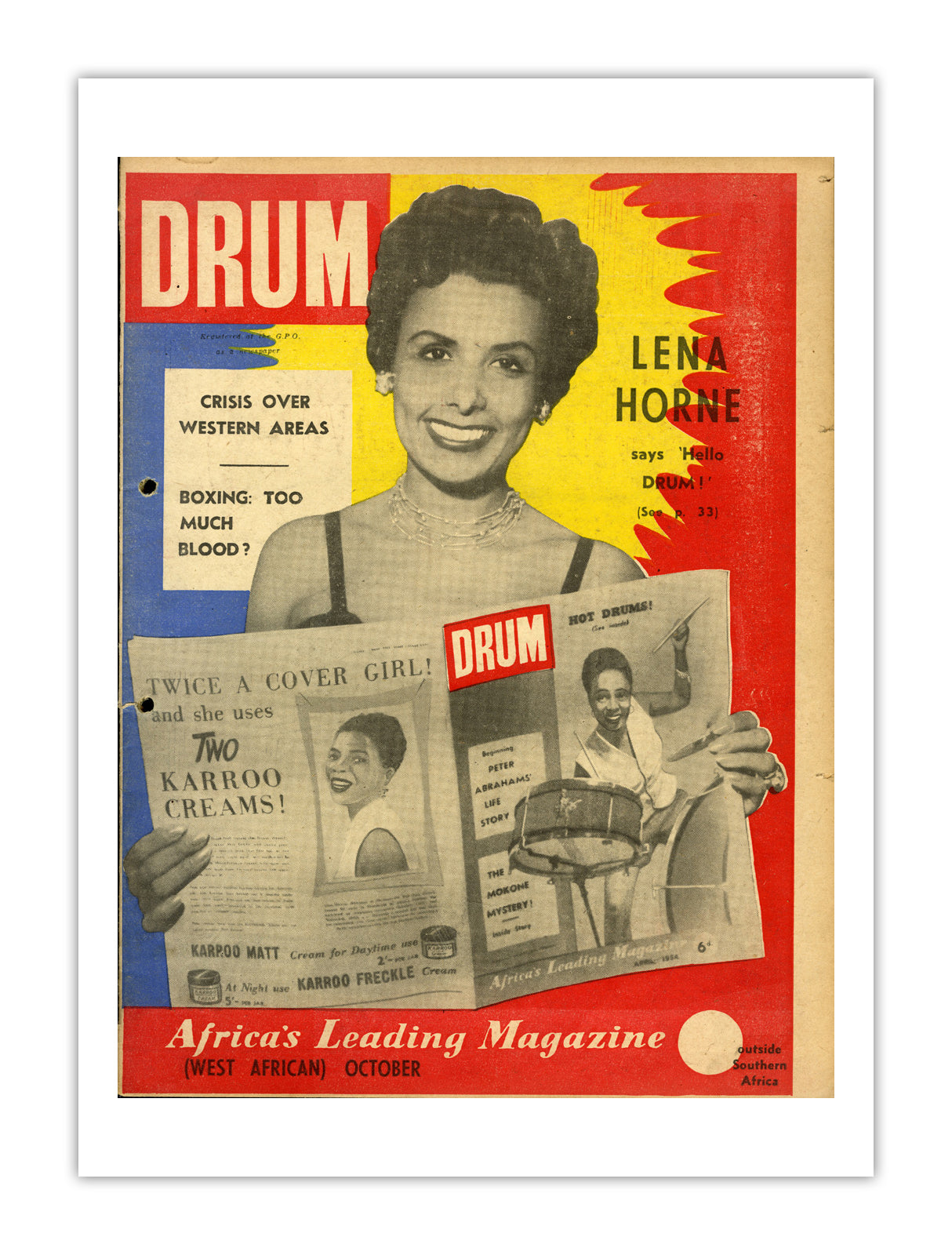 West Africa Drum Magazine cover, October 1954 – archival poster print