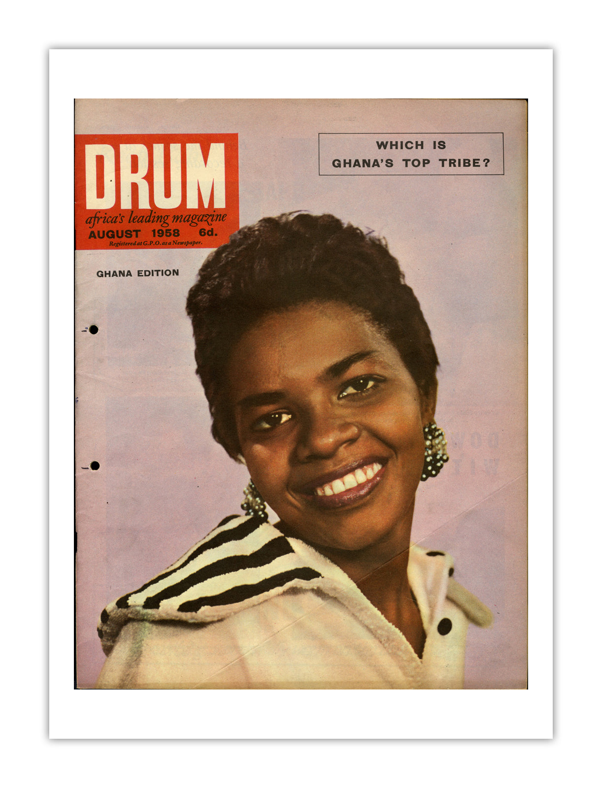 Ghana Drum Magazine cover, August 1958 – archival poster print