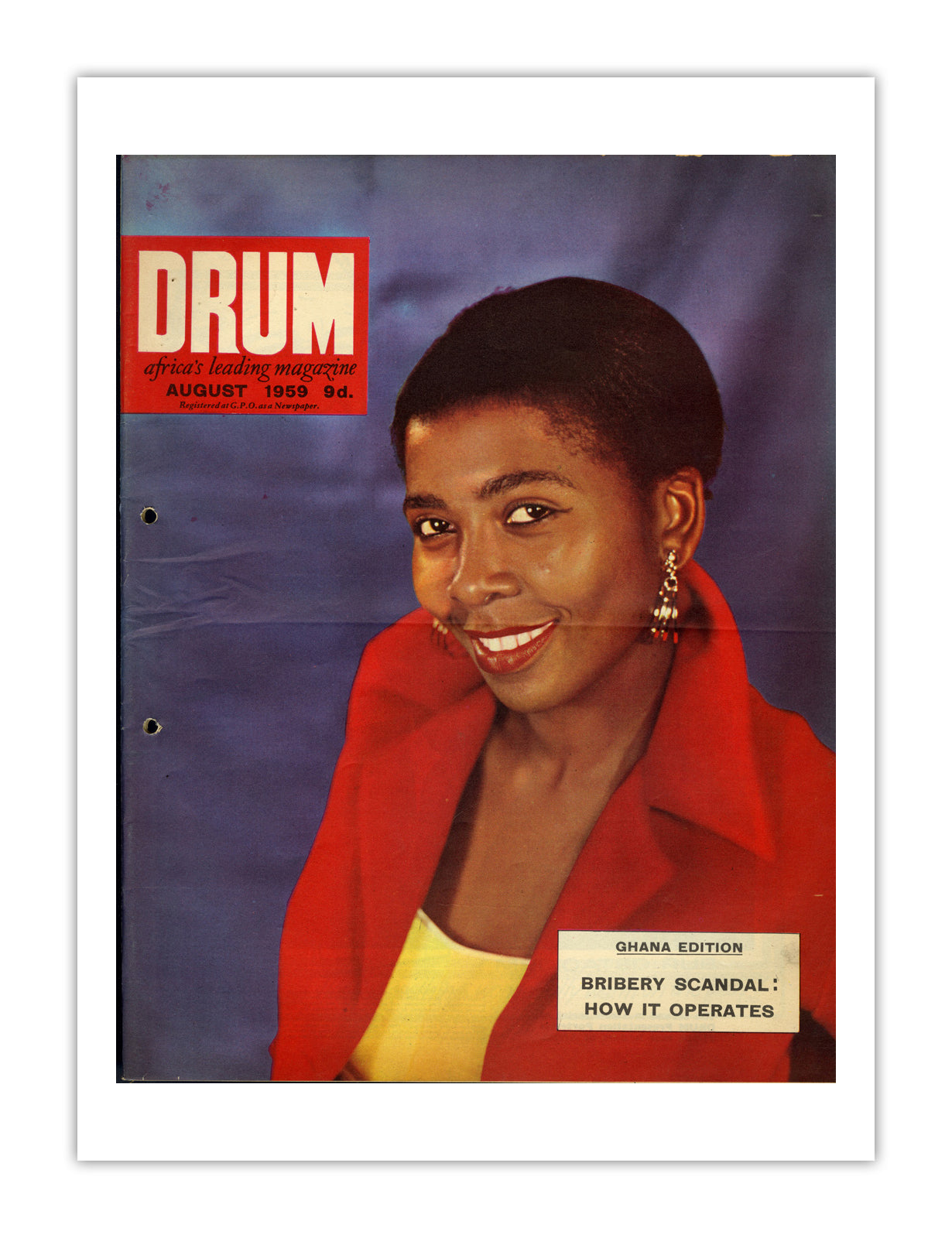Ghana Drum Magazine cover, August 1959 – archival poster print