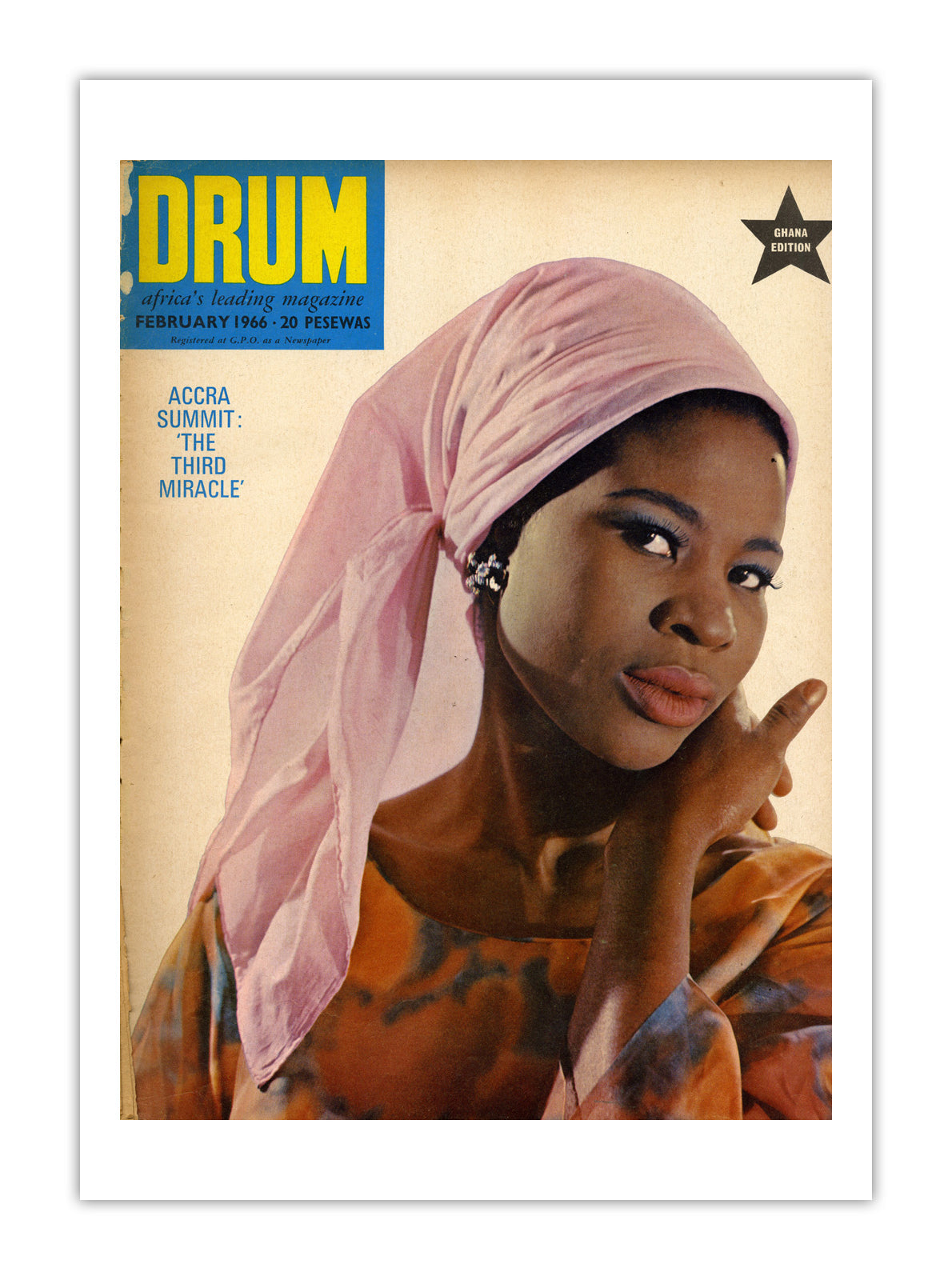 Ghana Drum Magazine cover, February 1966 – archival poster print