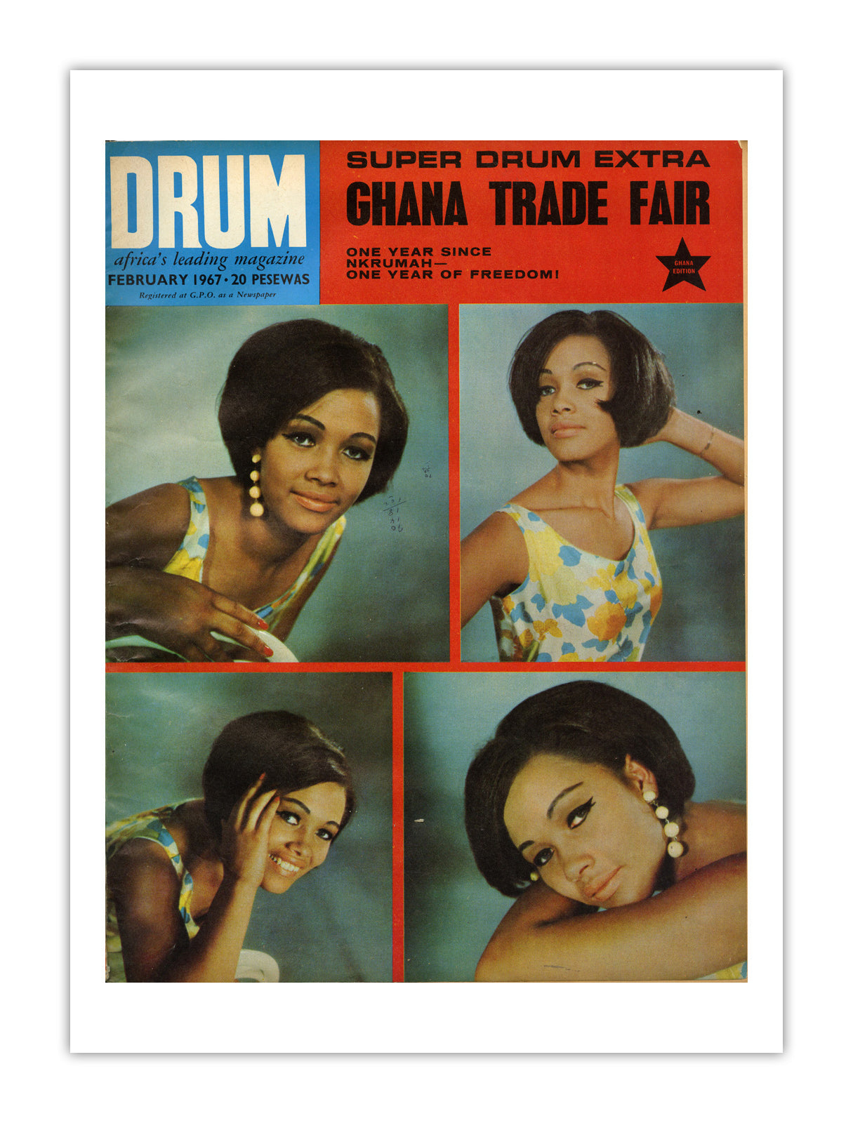Ghana Drum Magazine cover, February 1967 – archival poster print