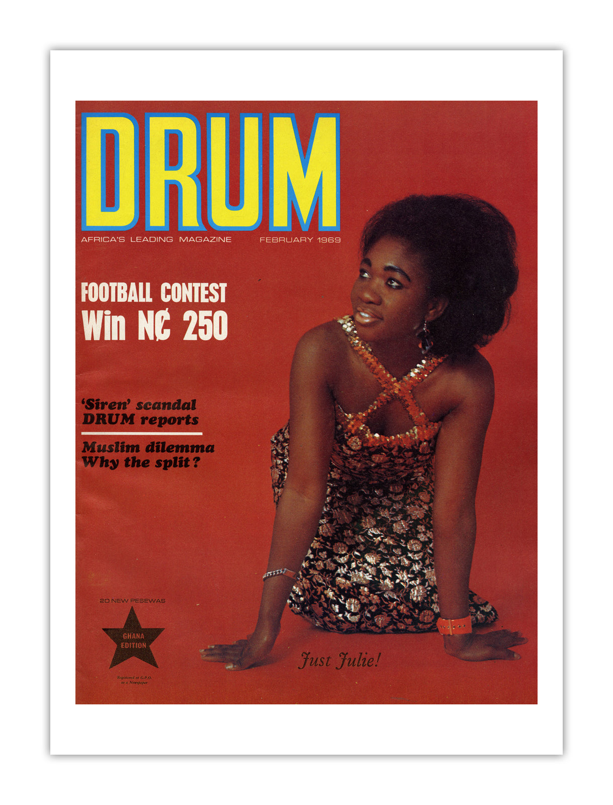 Ghana Drum Magazine cover, February 1969 – archival poster print