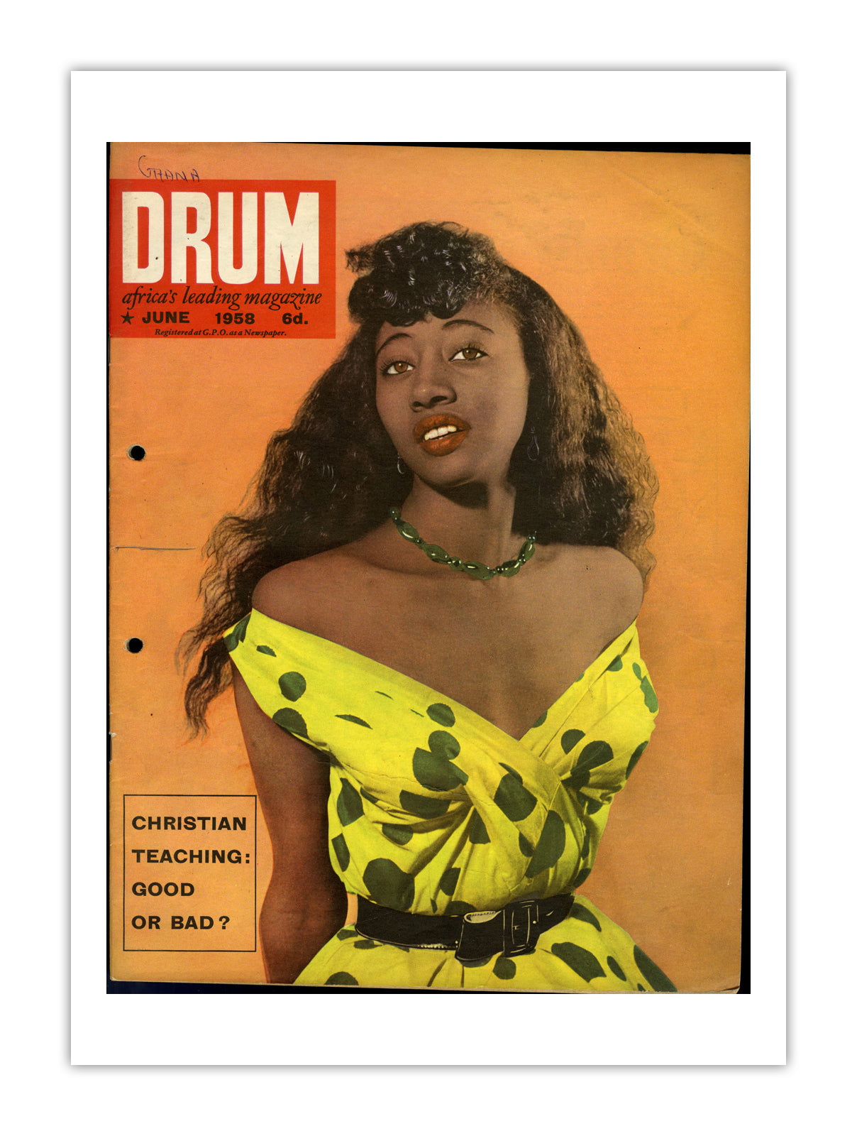 Ghana Drum Magazine cover, June 1958 – archival poster print