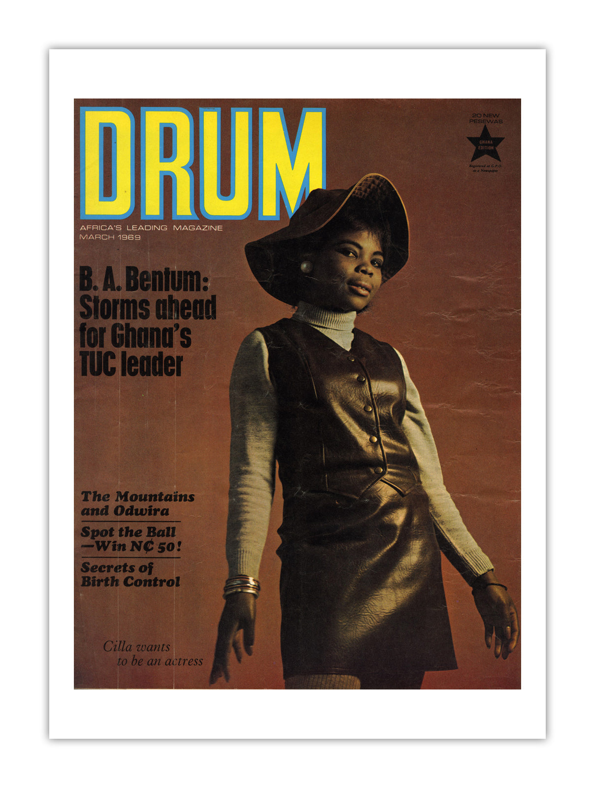Ghana Drum Magazine cover, March 1969 – archival poster print