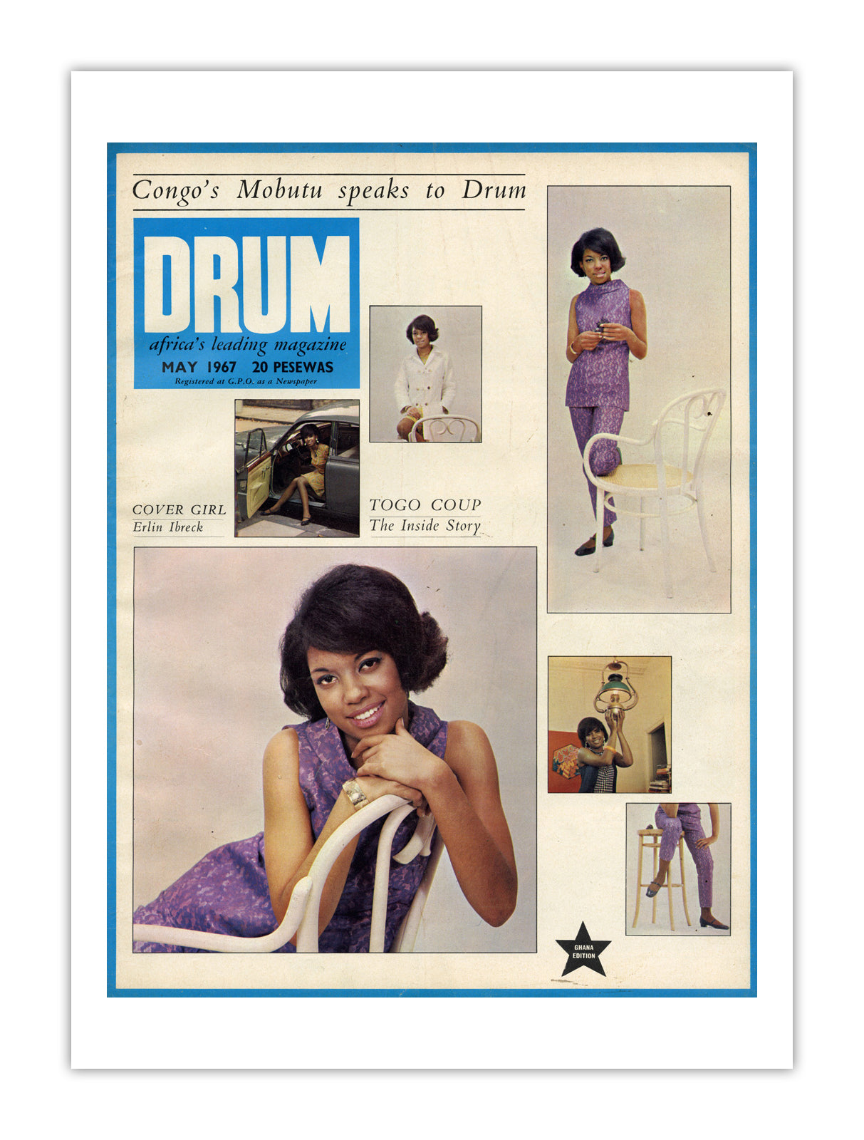 Ghana Drum Magazine cover, May 1967 – archival poster print