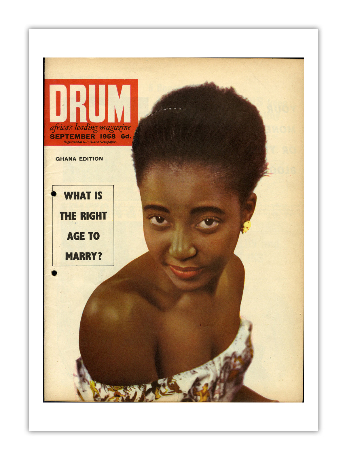 Ghana Drum Magazine cover, September 1958 – archival poster print