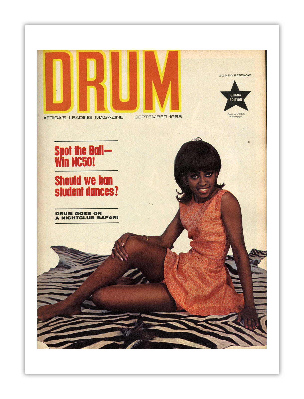 Ghana Drum Magazine cover, September 1968 – archival poster print