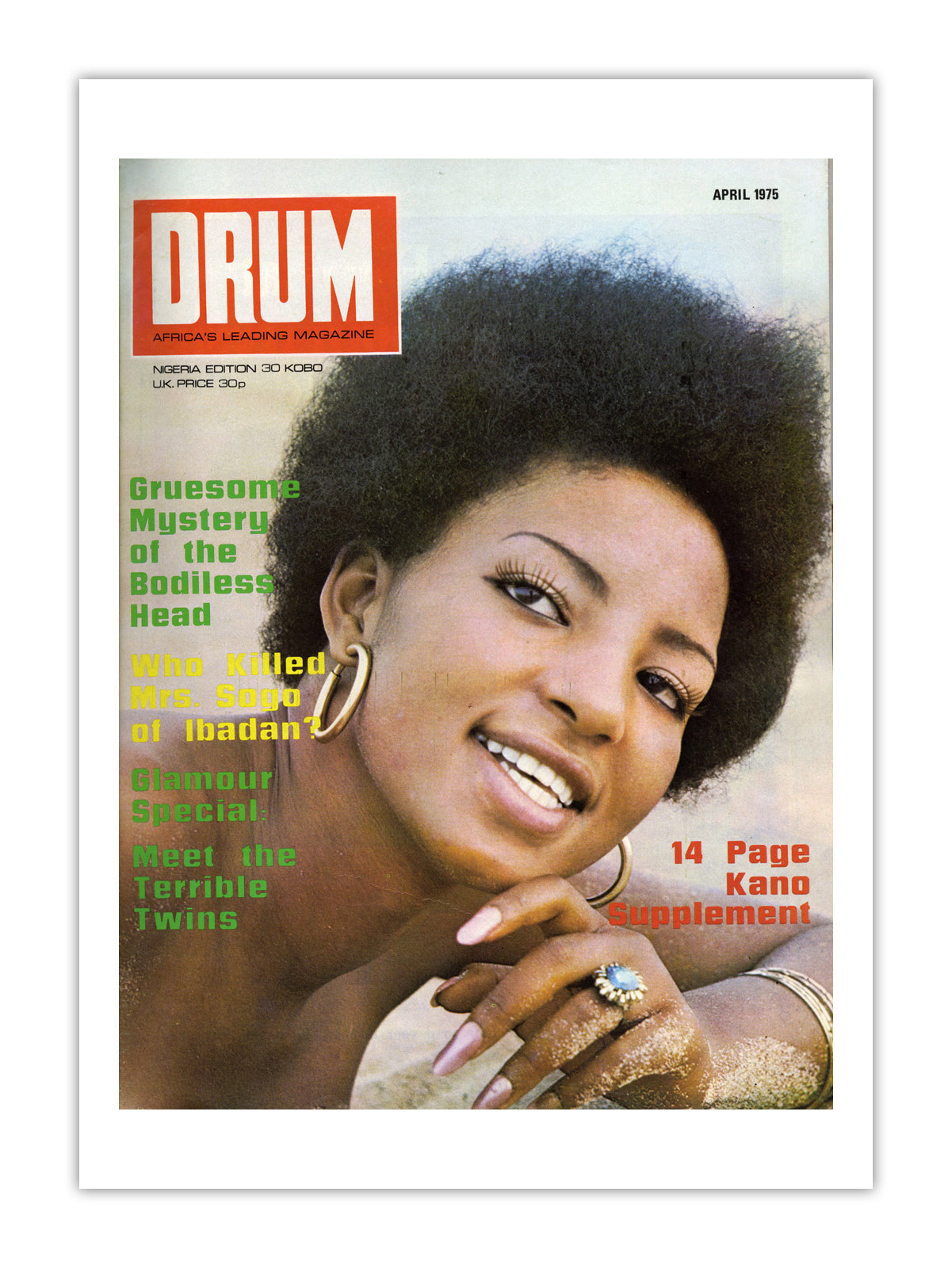 Nigeria Drum Magazine cover, April 1975 – archival poster print