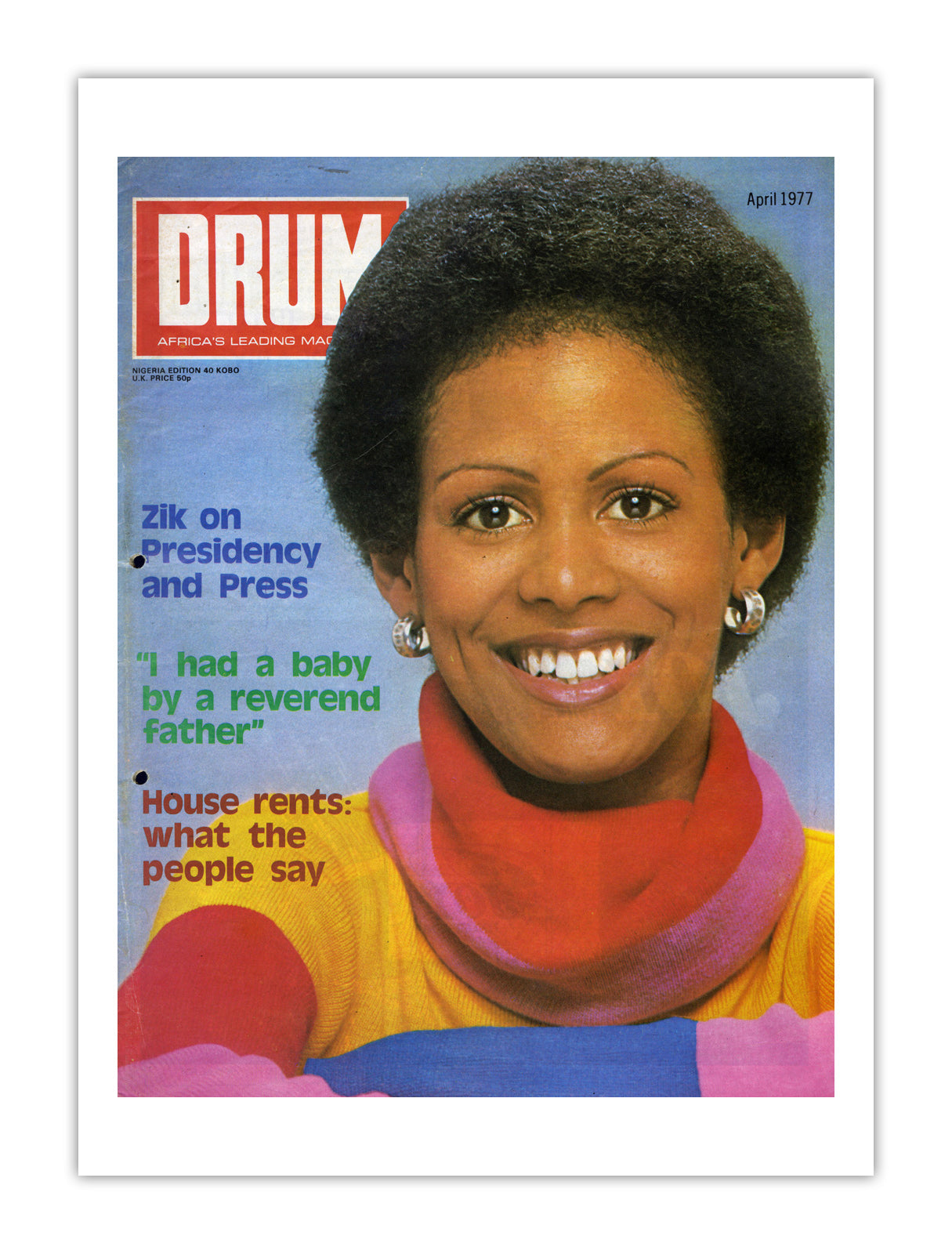Nigeria Drum Magazine cover, April 1977 – archival poster print