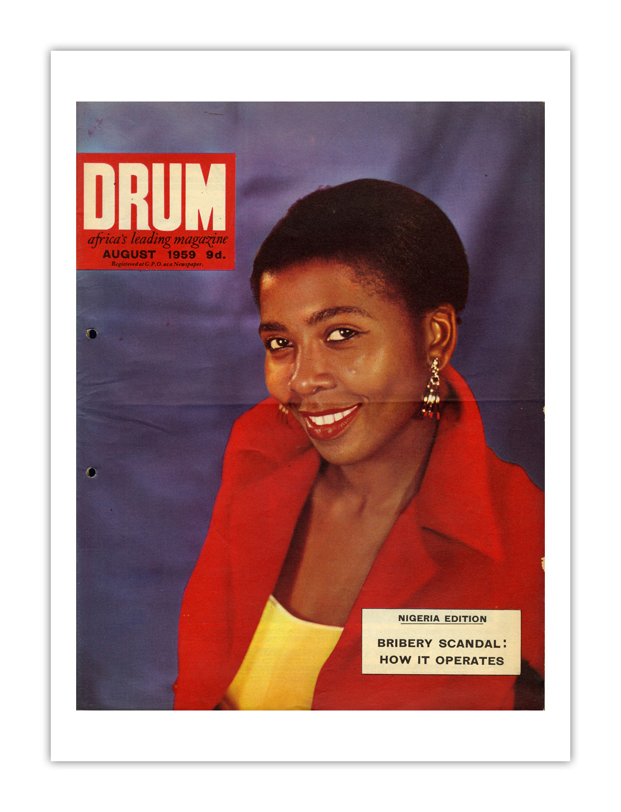 Nigeria Drum Magazine cover, August 1959 – archival poster print