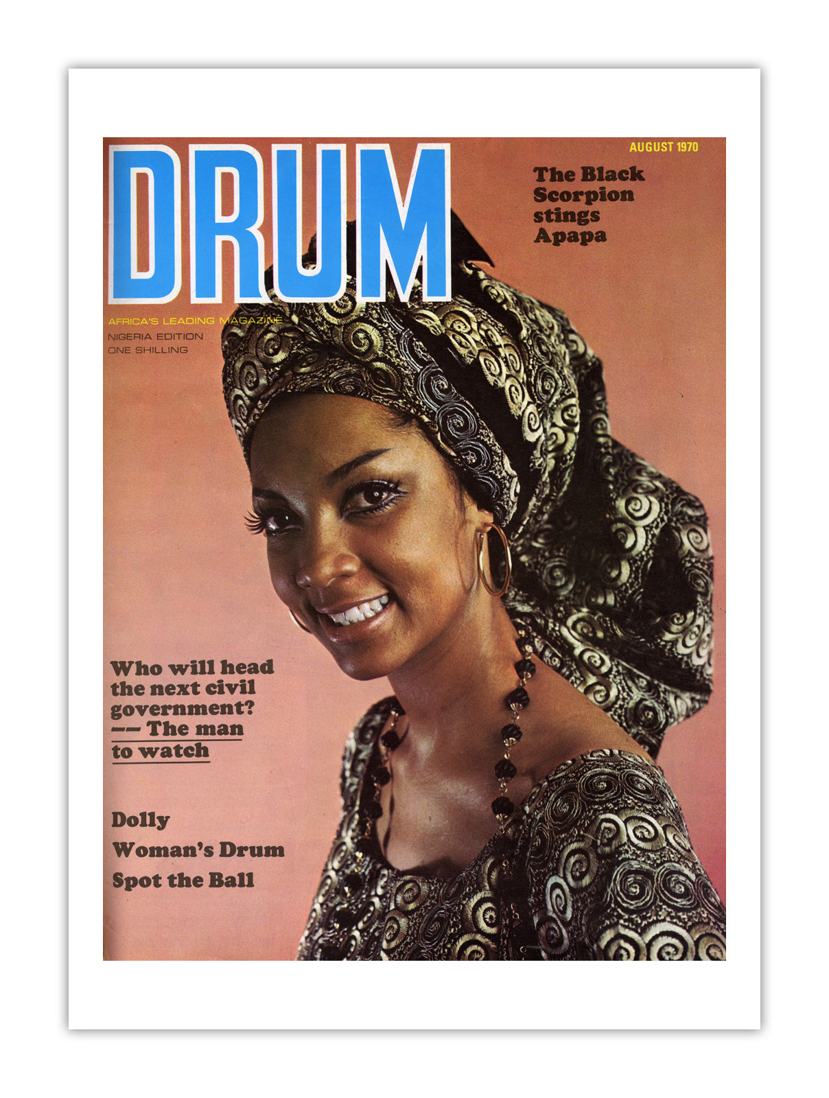 Nigeria Drum Magazine cover, August 1970 – archival poster print