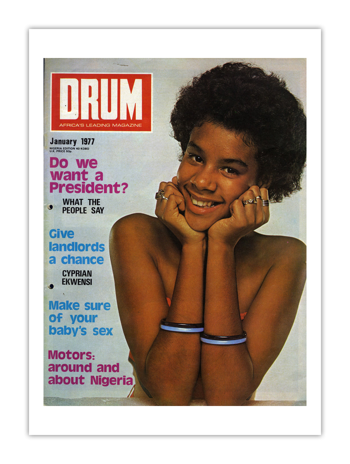 Nigeria Drum Magazine cover, January 1977 – archival poster print