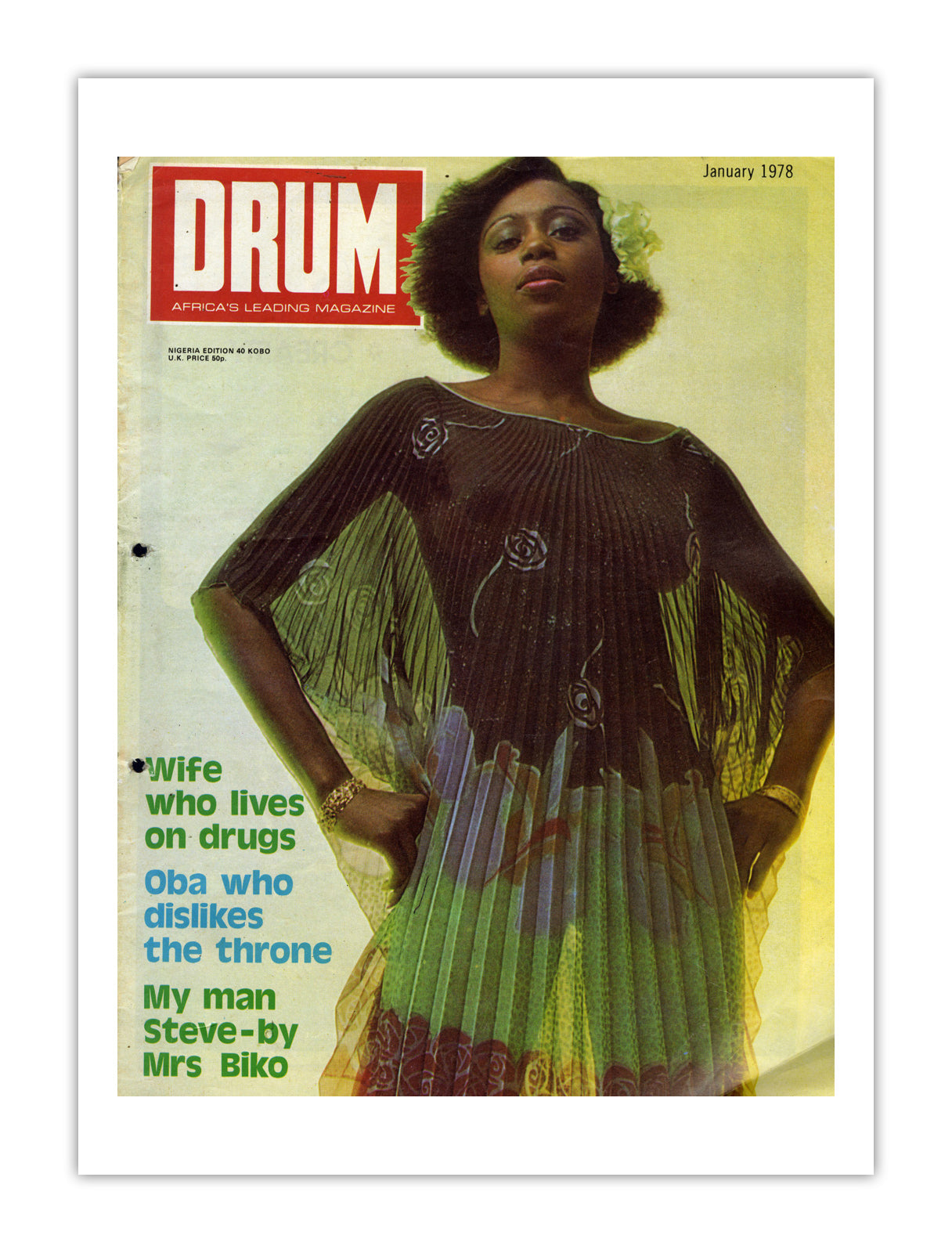 Nigeria Drum Magazine cover, January 1978 – archival poster print