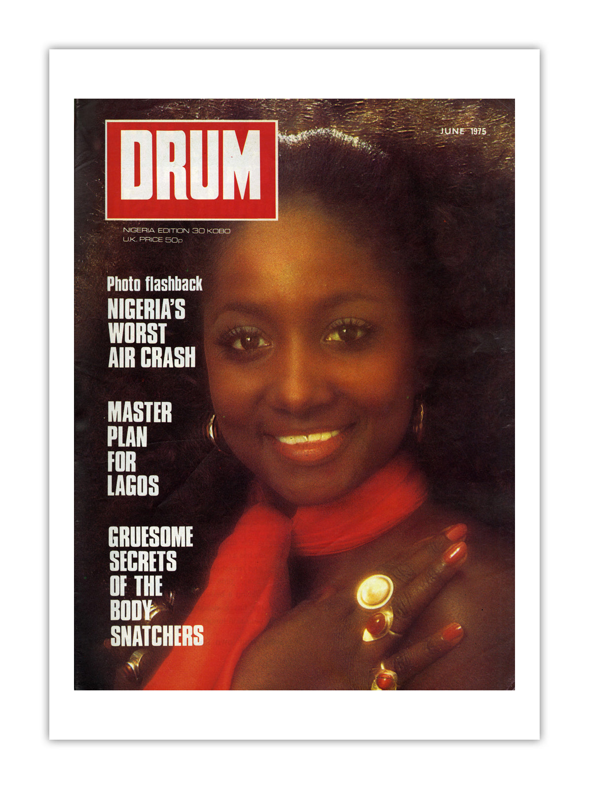 Nigeria Drum Magazine cover, June 1975 – archival poster print