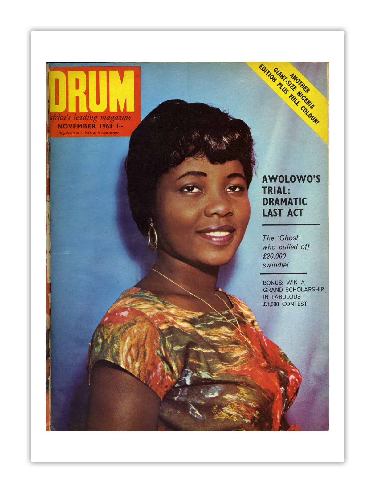 Nigeria Drum Magazine cover, November 1963 – archival poster print