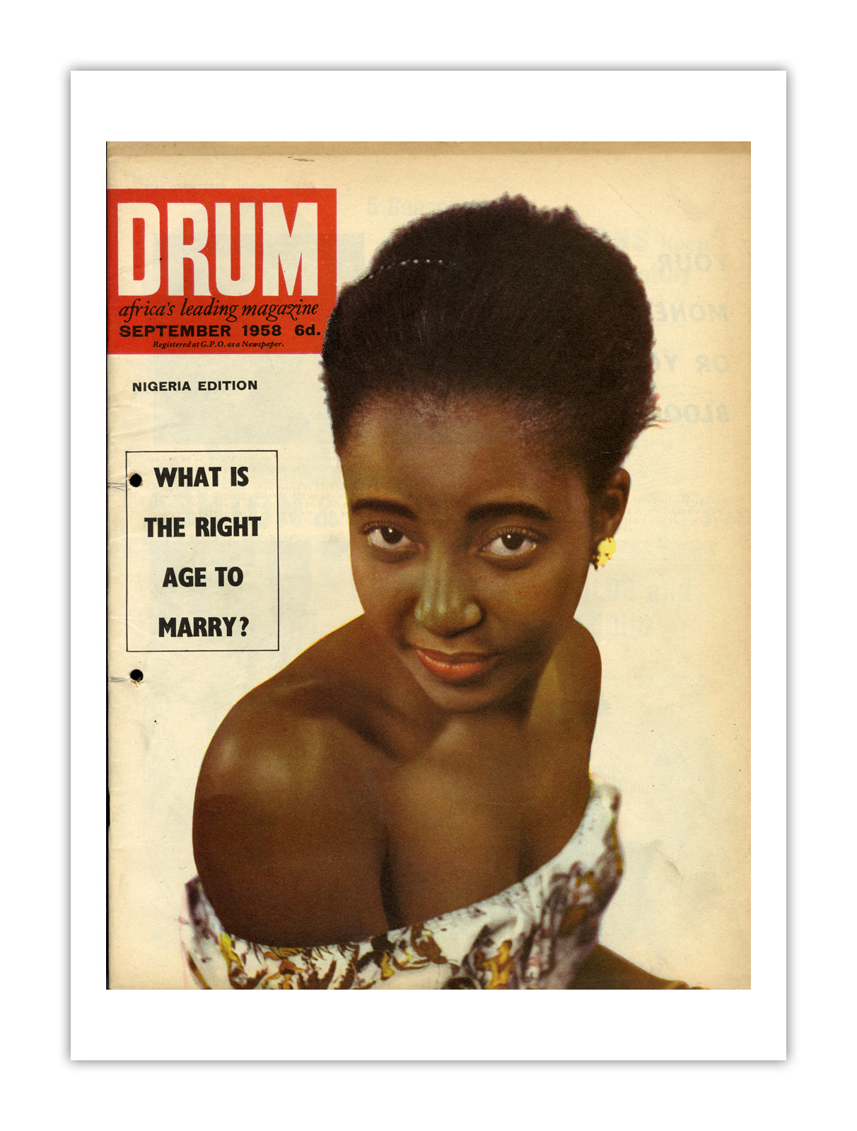 Nigeria Drum Magazine cover, September 1958 – archival poster print