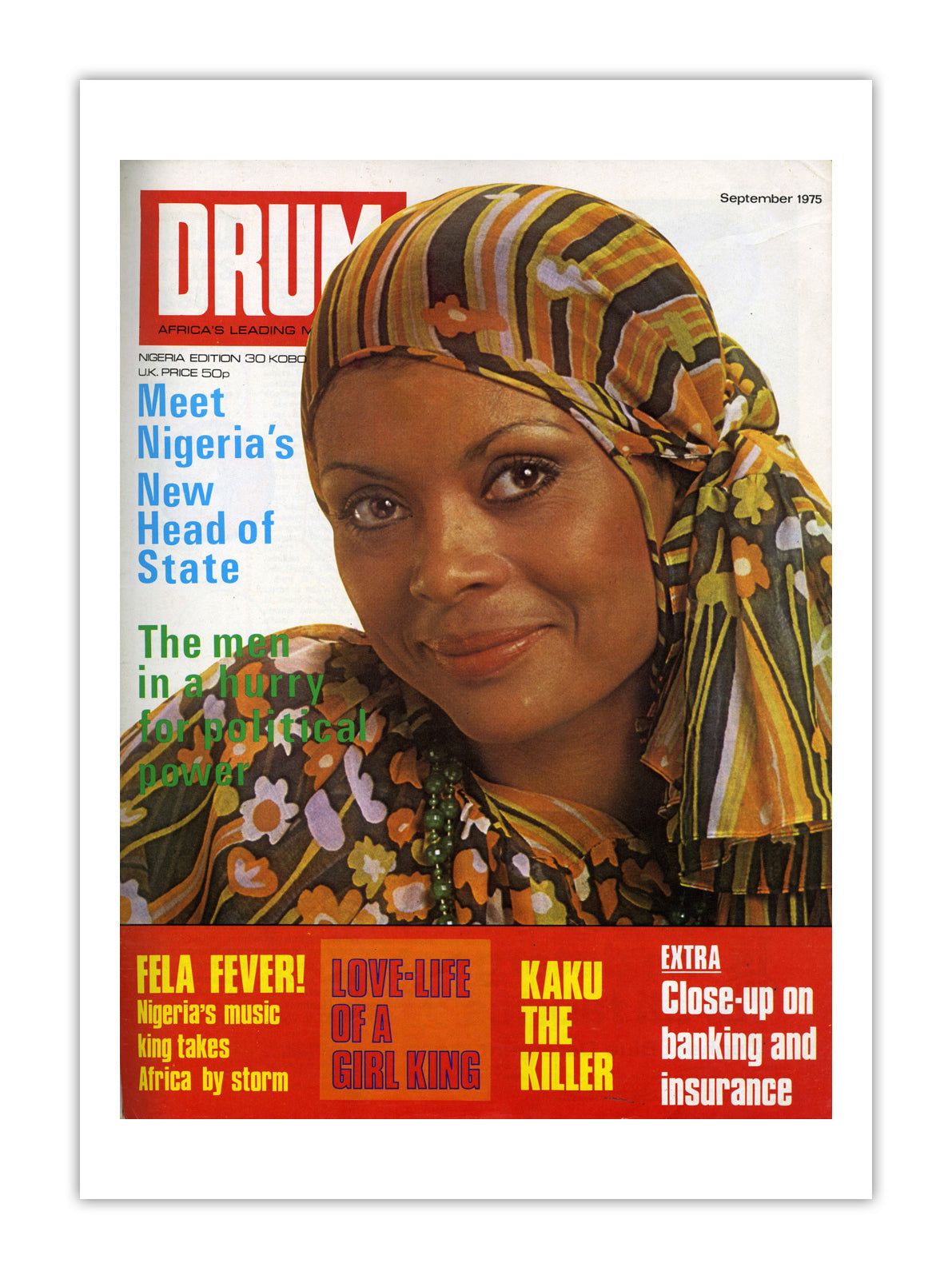 Nigeria Drum Magazine cover, September 1975 – archival poster print