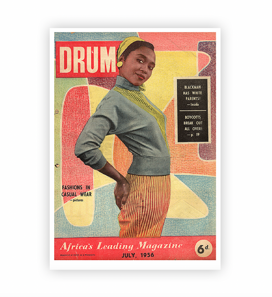 Vintage magazine cover featuring a woman with colorful text and graphics