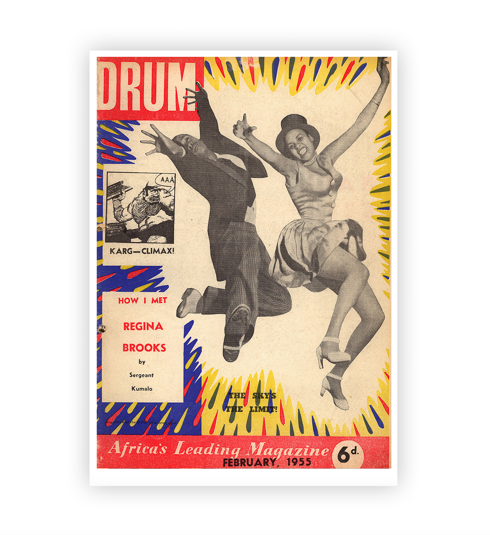 Vintage magazine cover with dancing couple and colorful text