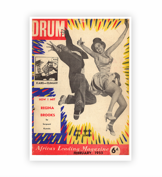Vintage magazine cover with dancing couple and colorful text