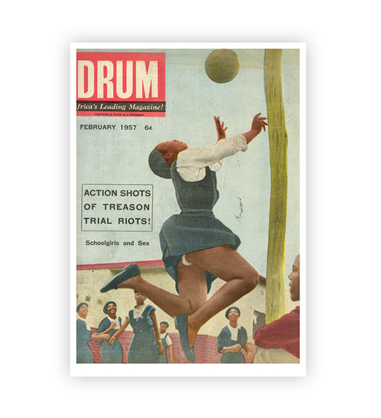 Vintage magazine cover featuring a woman playing basketball with text about trials and riots.