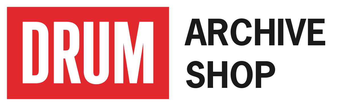 Red and white 'DRUM' logo on a white background